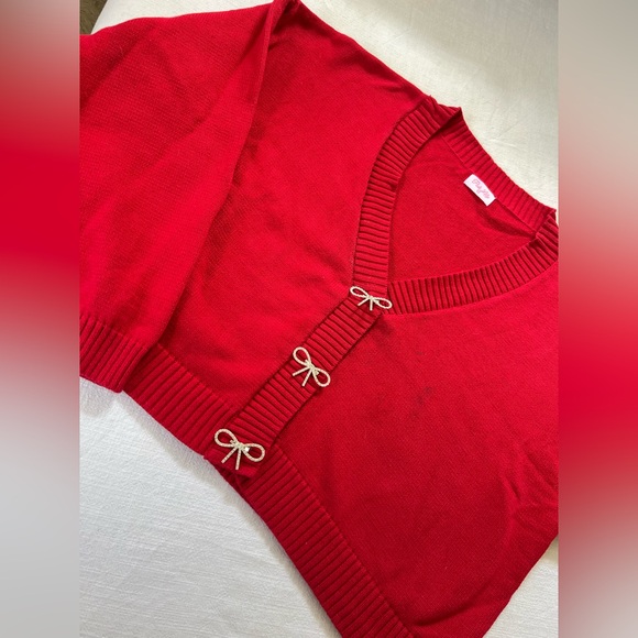 Pink Lily Red Cardigan with Bow Details - Picture 6 of 7